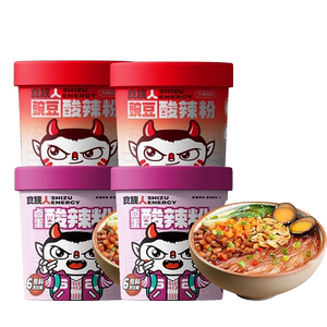 食族人卤蛋酸辣粉桶装136g免煮冲泡粉丝非油炸方便速食粉丝米线