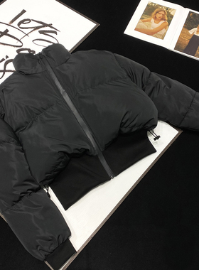 CCA自制小众大牌风小个子黑色立领棉服外套收腰面包服拉链小棉衣