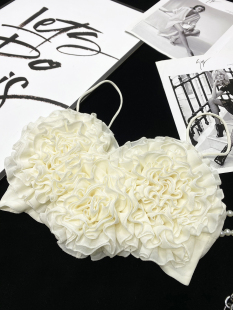 CCA自制小众设计感沙滩度假风心形蓬蓬立体花朵吊带衫 背心外穿女