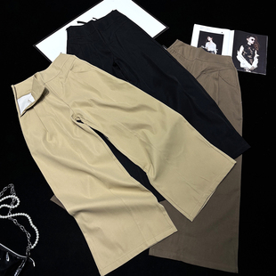 女裤 纯色高腰侧拉链拖地宽松休闲裤 阔腿裤 CCA自制老钱风慵懒工装