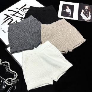 女 靴裤 CCA自制纯欲风辣妹羊毛修身 高腰弹力侧边麻花卷边针织短裤