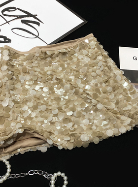 CCA自制高街大牌风亮片迷你裙高腰大亮片半身裙亮闪闪夜店短裙女