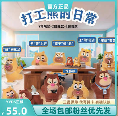 首批熊出没打工熊的日常系列盲盒熊大熊二玩偶公仔手办玩具礼物