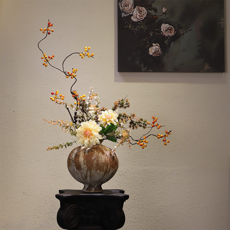 陶瓷复古花瓶新中式宋代美学禅意摆件法式民宿酒店侘寂创意装饰品,家居饰品,花瓶,淘宝优惠券,粉丝福利购,淘宝优惠卷