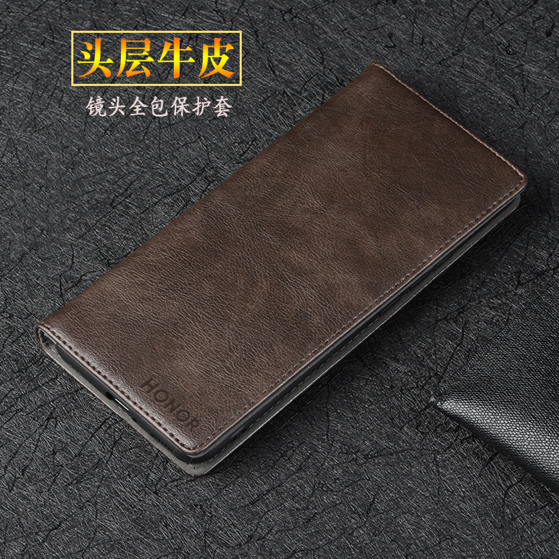 荣耀X30牛皮手机壳翻盖全包防摔