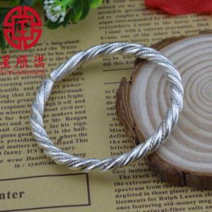 星顺淇足银手镯 999纯银麻花女款银匠银手镯手镯雪花银子手镯