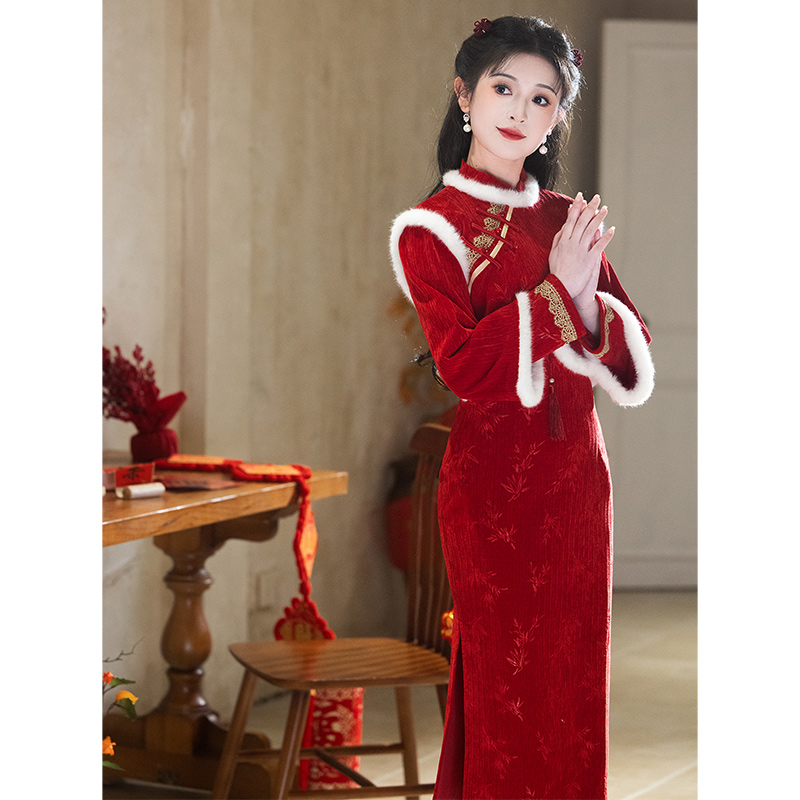 订婚旗袍敬酒服新娘新中式