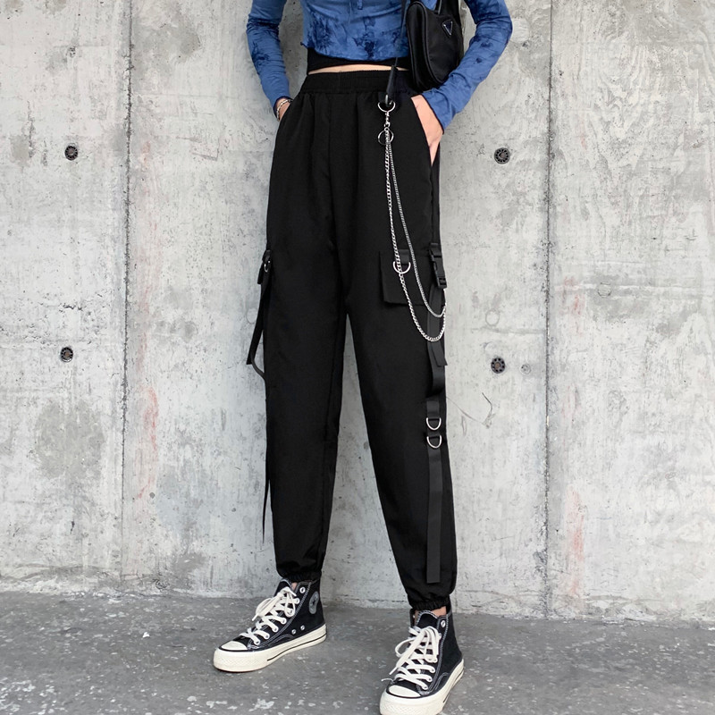 Real shot overalls women summer 2020 new Korean version pocket slim high waisted legged sports pants