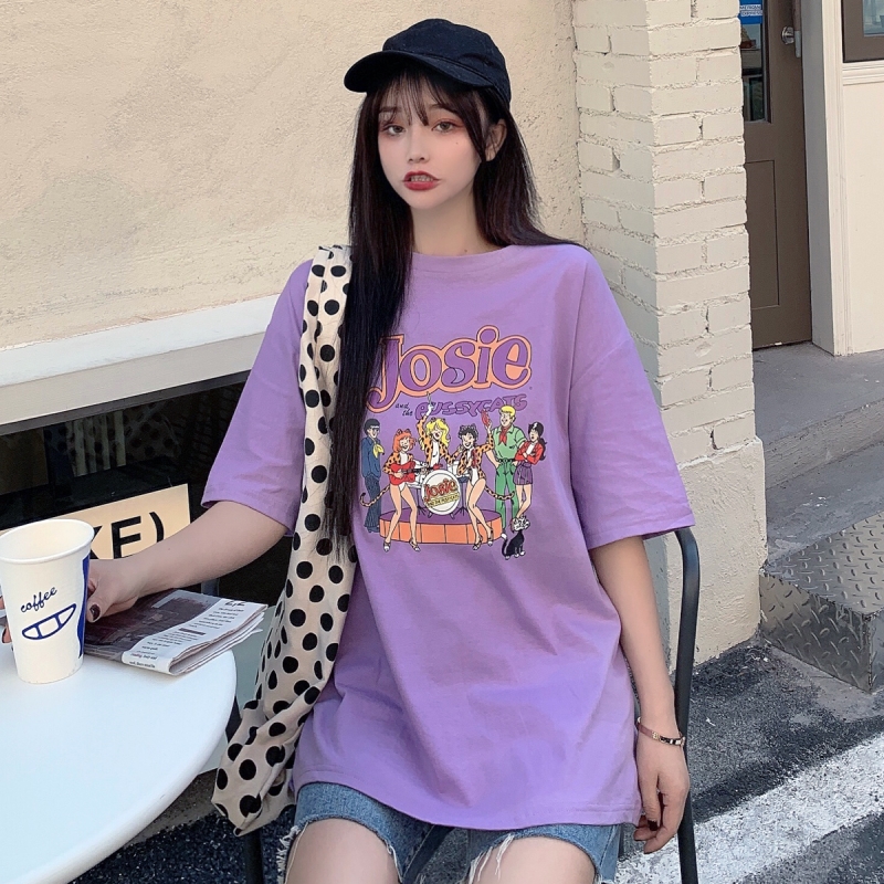 實拍新款百搭短袖夏裝t恤閨蜜裝女中長款