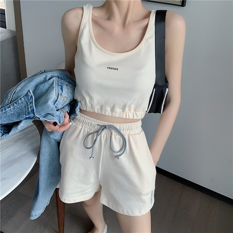 New summer net red women's new summer sports vest loose drawstring pants