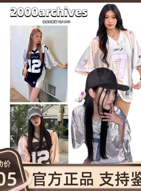 【官方正品】2000archives球衣短袖女美式复古风T恤夏季新款上衣