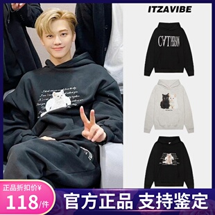 【官方正品】itzavibe天使猫咪卫衣连帽纯棉圆领宽松卡通情侣男女