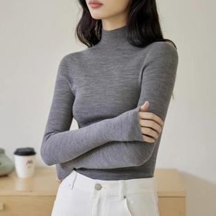 毛衣 可机洗100%美丽诺羊毛140S半高领扬子纱打底衫 镇店之宝