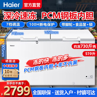 Haier 海尔 519GHP冰柜商用冷冻大容量超低温冰箱冷藏卧式