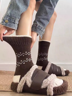 秋冬bi入 费尔岛堆堆袜太好搭了 复古咖色系羊毛袜美呆 经典