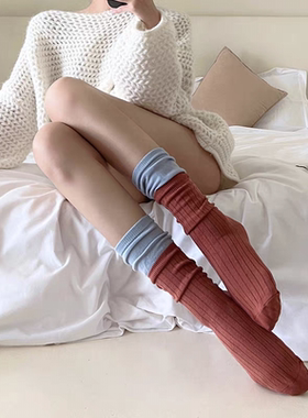 新配色！！橘色撞蓝色~就爱这种松弛感！双袜口！爱si呜呜呜