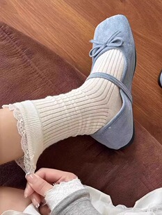 夏天还是透气小白袜舒服!袜口花边 松弛堆堆~运动芭蕾少女!