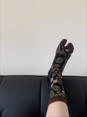 冲鸭日杂感花卉～tabi分趾袜女二趾袜棉袜中筒 基础厚度 四季可穿