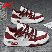 回力女鞋 系带 酒红色透气运动休闲小白鞋 2026马年新款 网面厚底板鞋