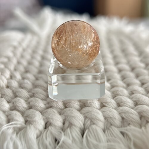 精品异象·黄钢丝卷毛兔毛天然水晶珠｜21.6mm