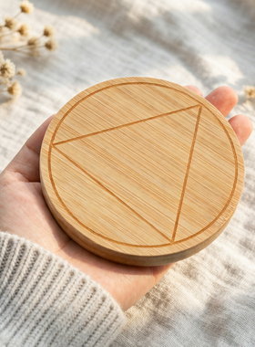 力量水晶盘 火元素 神圣几何摆件 小号 水晶阵底托 天然实木杯垫