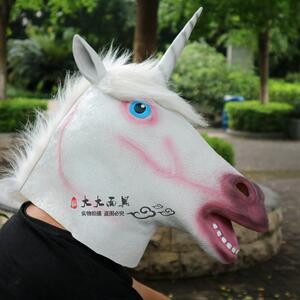 动物头套马头面具男羊驼兔子狐狸狗头独角兽头套白马王子结婚道具