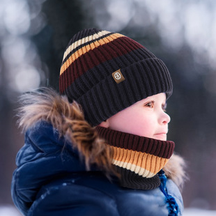 秋冬季保暖帽子围脖手套三件套儿童男童女童围巾男孩女孩冬天男款