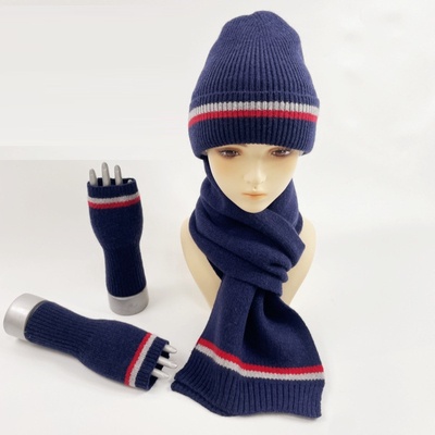 男大童保暖帽子围巾手套三件