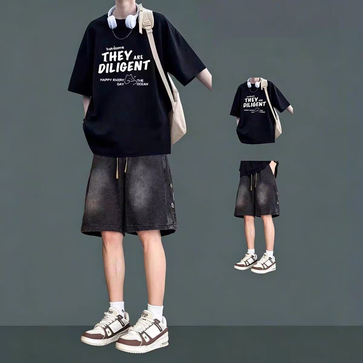 学生夏季套装纯棉男生短袖