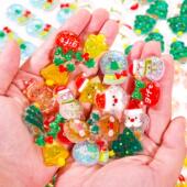 透明亮闪闪圣诞树脂配件可爱圣诞树雪人奶油胶配件圣诞节气氛装 饰