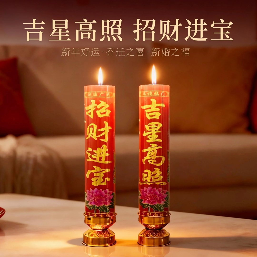 无烟铁质底座圆柱防风斗烛中秋