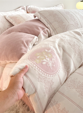 6d牛奶绒雕花四件套法莱绒加厚保暖珊瑚绒床上加绒刺绣双面绒冬季