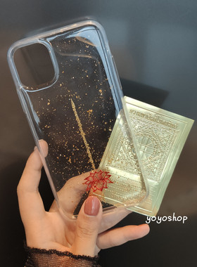 佛系莲花手机壳适用iphone11/12/13/14prox27华为p40nova7金箔滴胶xr