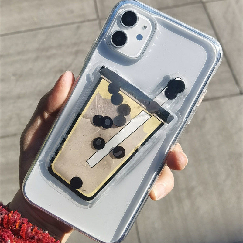珍珠奶茶流沙壳适用iphone13/14promax手机壳华为p50/oppo/vivo/小米