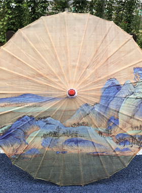 千里江山图油纸伞 古风汉服拍照道具伞 古风油纸伞古典复古古装伞
