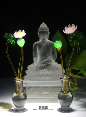 琉璃手工莲叶寺庙花瓶