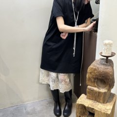 韩国 短袖T恤裙女夏季新款法式蕾丝半裙叠宽松中长款连衣裙两件套