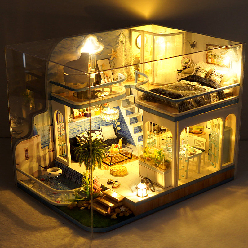 天予diy手工小屋阁楼小房子房屋微缩模型手工制作迷你拼装玩具