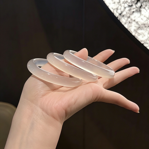 纯天然玛瑙玉髓手镯玻璃底香槟色
