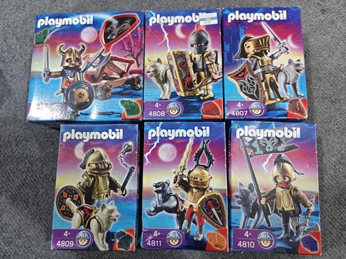 现货 摩比世界 勇士和战狼6人套 可组合投石车 手办 积木人 玩具