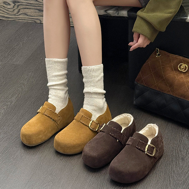 厚底内增高全包勃肯鞋女2025新款秋冬二棉鞋子加绒博肯棉鞋雪地靴