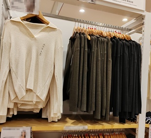 女装可机洗罗纹半开领针织衫/长袖毛衣试衣间2024新款Q471220