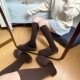 好浓郁 棉质尊嘟炒鸡舒服 巧克力色小腿袜 高弹微压很显腿细～
