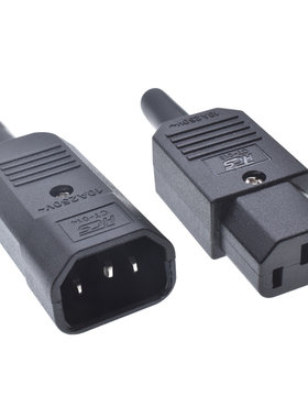 三芯接线免焊品字机箱PDU接口公母对接C13 C14插头插座铜16A250V