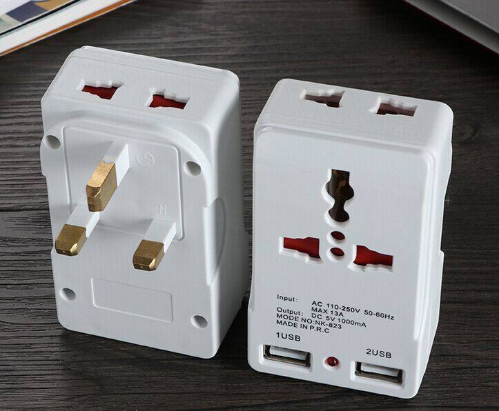 包邮旅行插座 全球通双USB转换插头 万用转英规转换插头823E,电子/电工,转换插头,淘宝优惠券,粉丝福利购,淘宝优惠卷