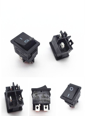 KCD-117 6A250V按键按钮电源开关船型开关翘板开关黑色4脚2档