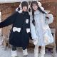 扣扣商店CokoStore 原创猫咪雪人棉服中长款 可爱外套宽松加厚