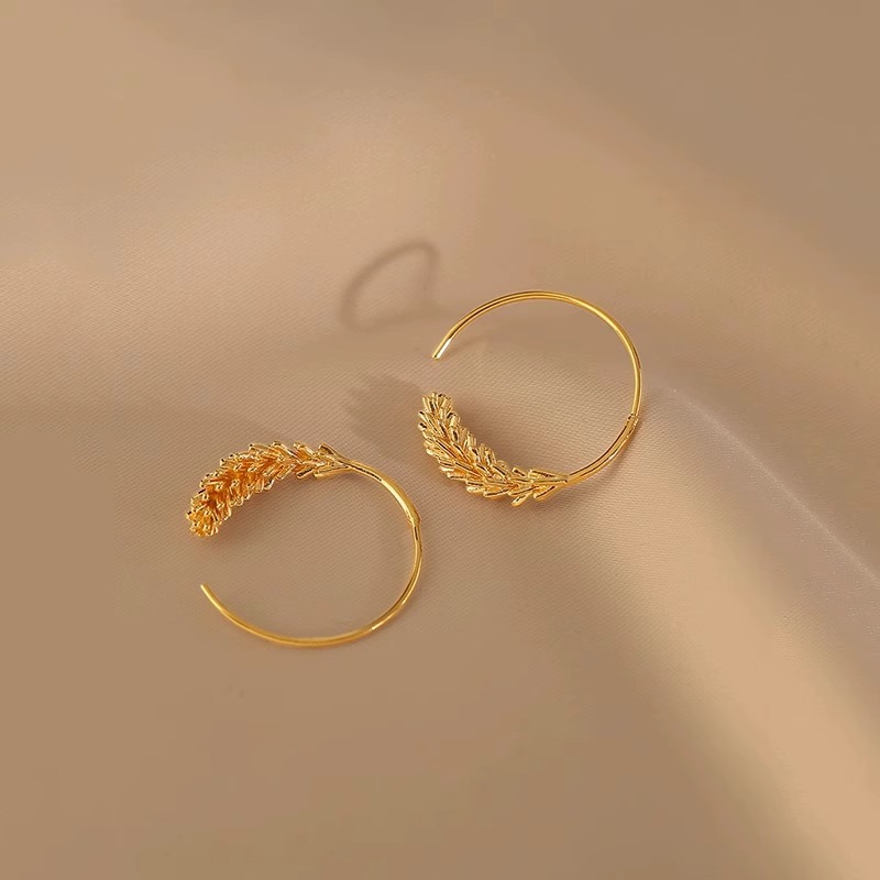 奥特莱斯折扣店清仓18K金耳环限时折扣麦穗耳钉女配饰专柜