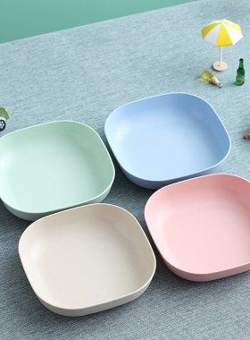 家用零食小吃点心盘吐骨碟餐桌鱼刺骨头方盘干果水果坚果防摔碟盘