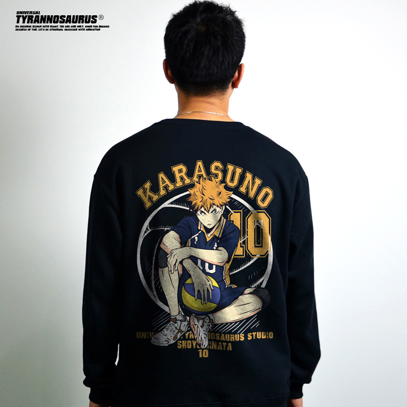 印花潮牌排球少年圆领卫衣长袖